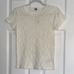 Old Navy White Textured Short Sleeve Tee